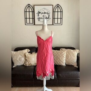 Vintage Muse 100% Linen Pink Floral Midi Dress Size 10 Classic